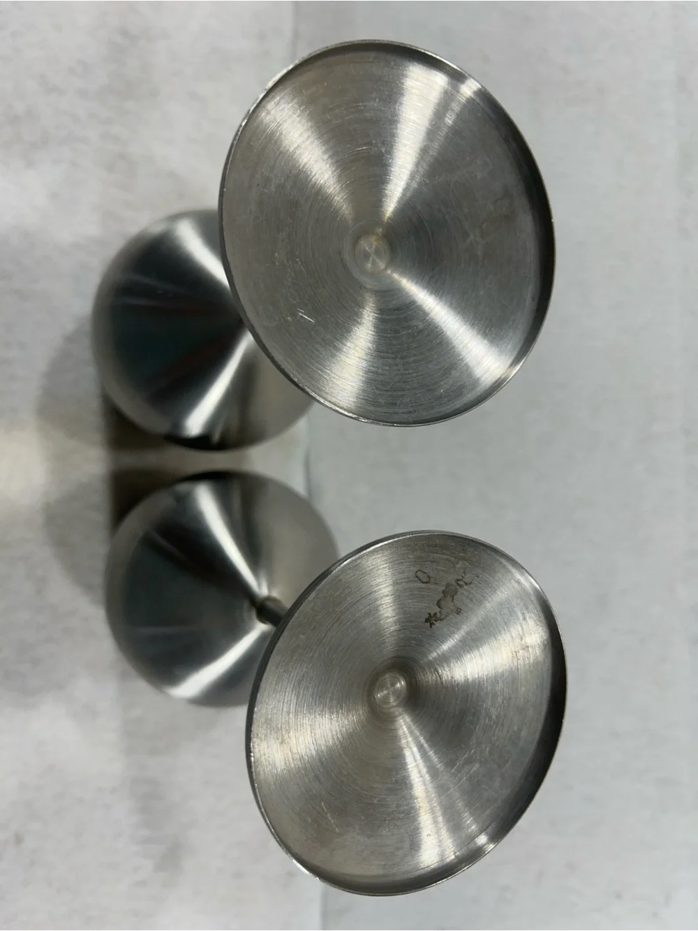 Stainless Steel Wine Goblets Stemmed Silver Metal Glasses Set of 2